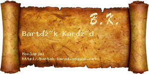 Barták Karád névjegykártya